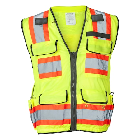 Flame-Retardant Safety Vest Class 2 W/ Zipper & Radio Clips (Lime/2X-Large)